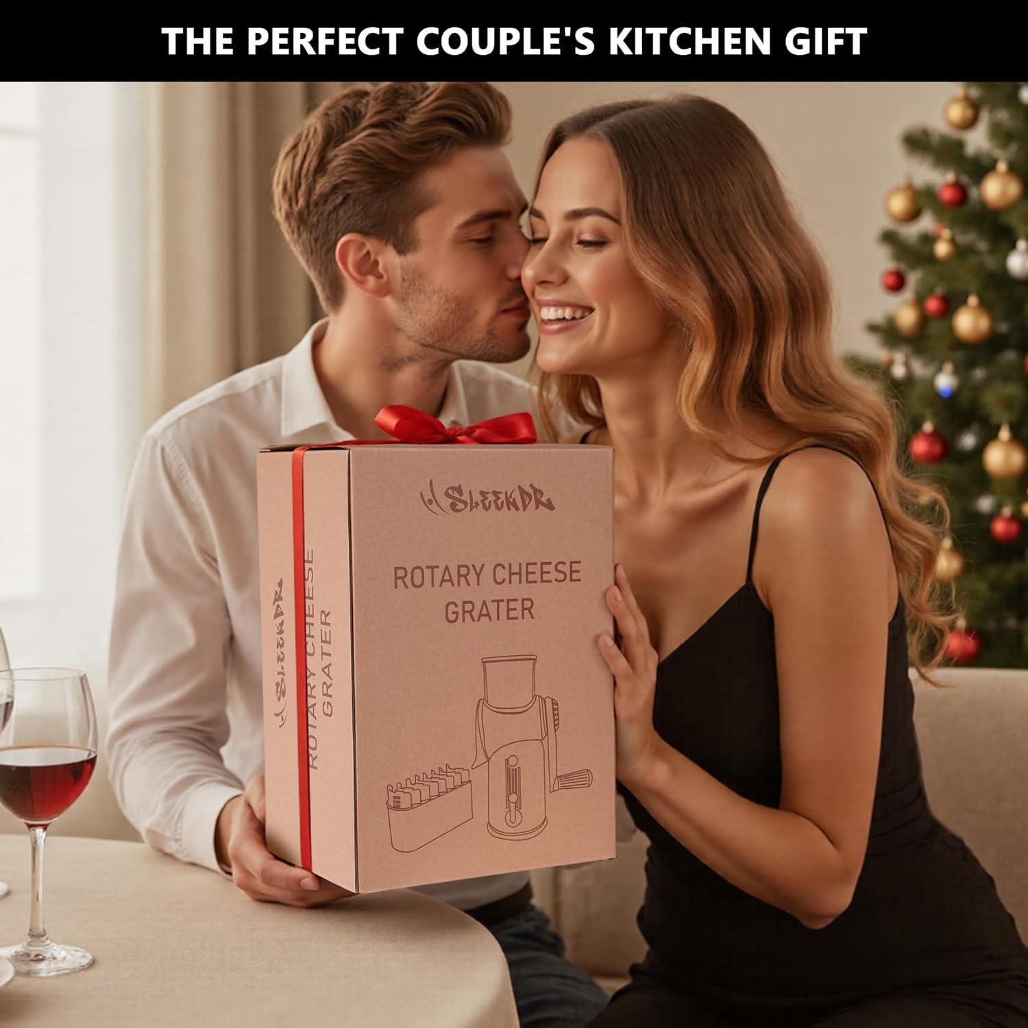 Rallador de Queso Rotatorio SLEEKDR 5 en 1 con Mango y Base de Succión