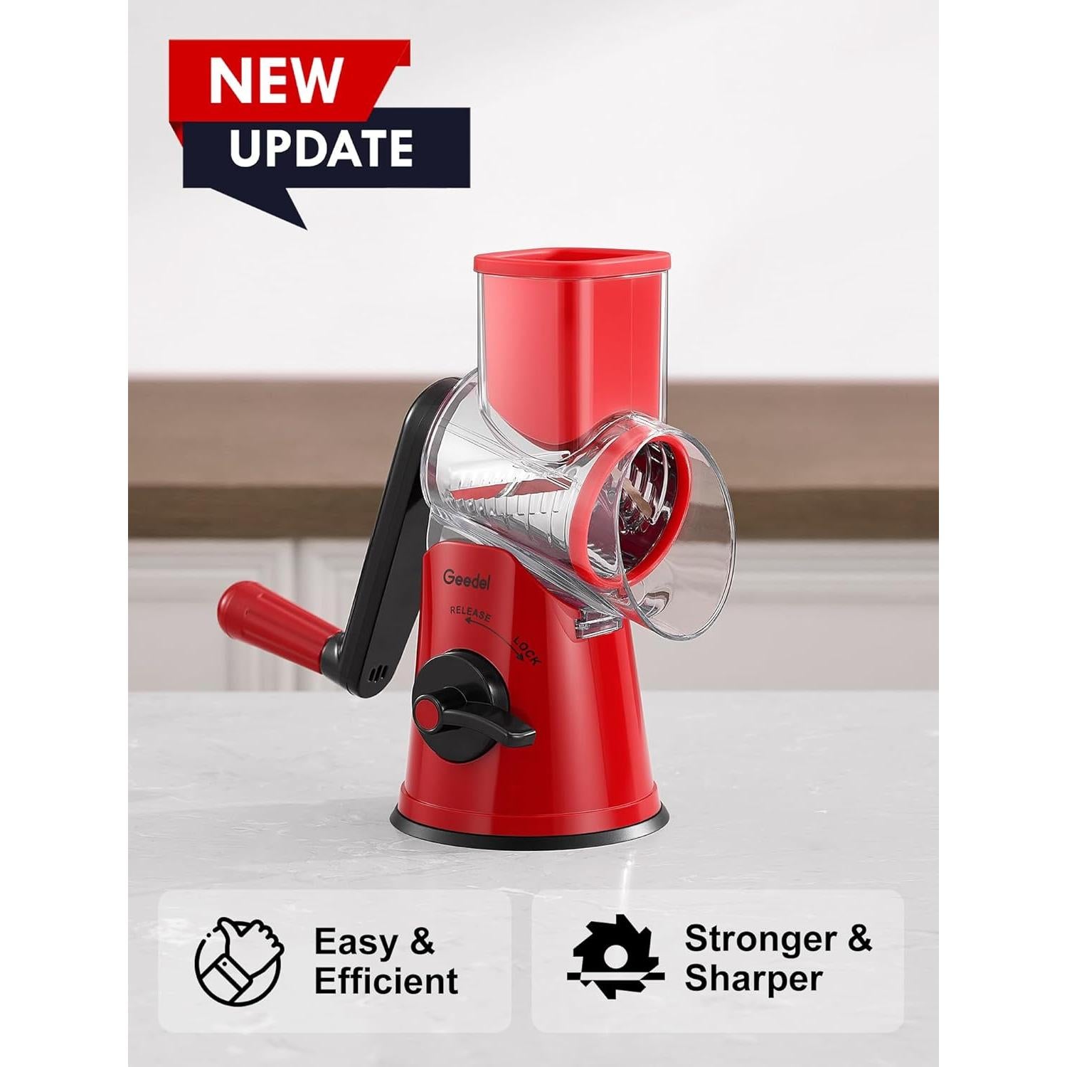 Rallador de Queso Rotatorio Geedel PS-336A5N con 5 Cuchillas