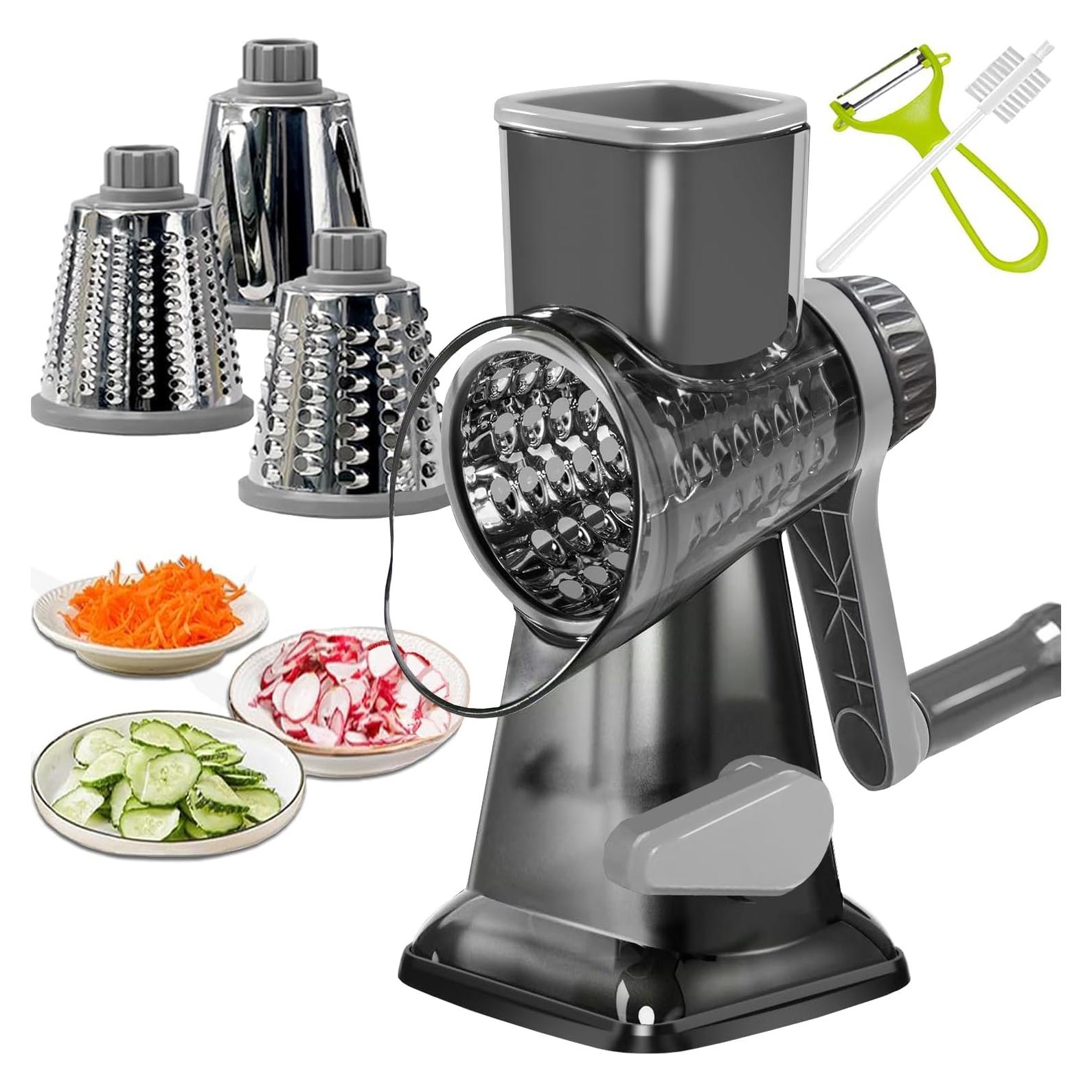 Rallador de Queso Rotativo Dachenus con Base de Succión Gris