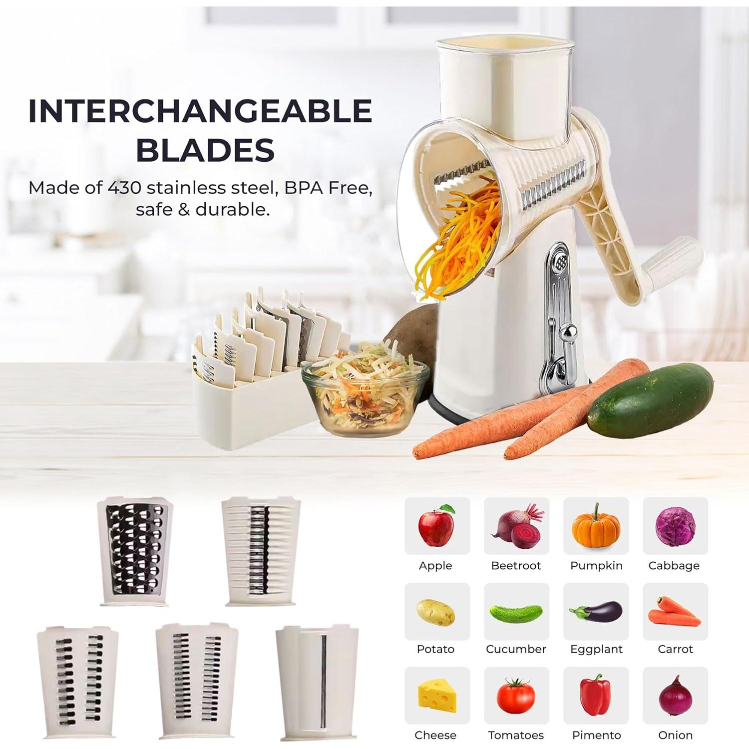 Rallador de Queso 5 en 1 Chef Power Acero Inoxidable Beige