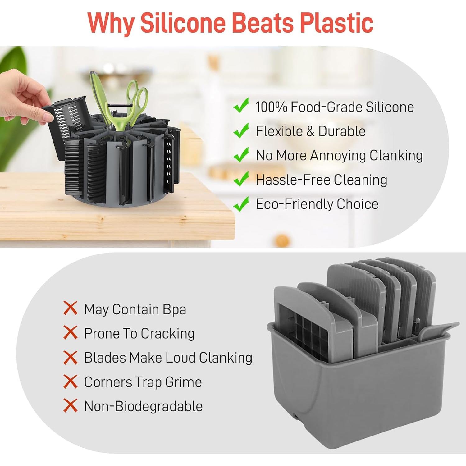 Soporte de Silicona para Cuchillas de Rallador XGOBHC Gris