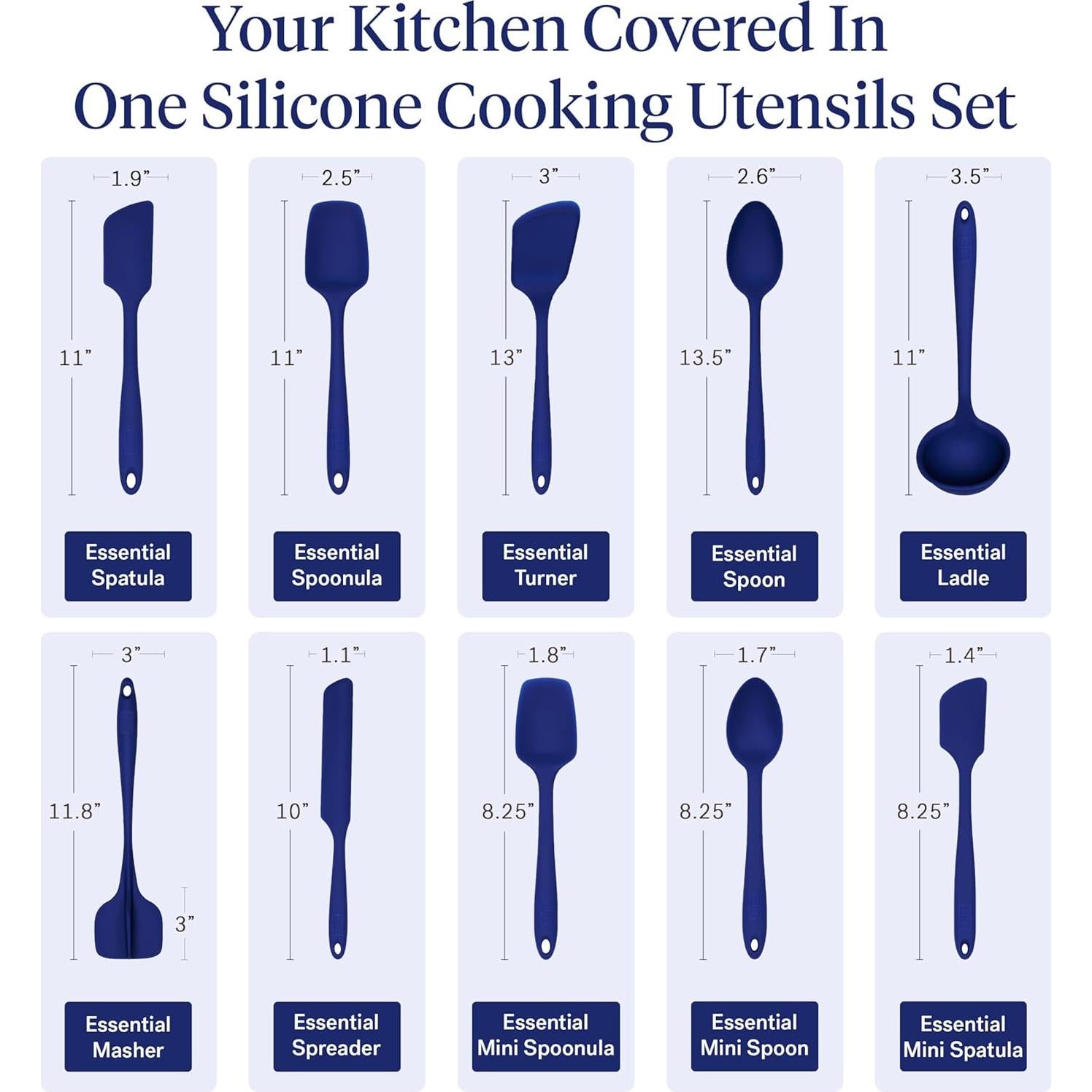 Set de Utensilios de Cocina de Silicona 10 Piezas Consíguelo Bien - Azul Real