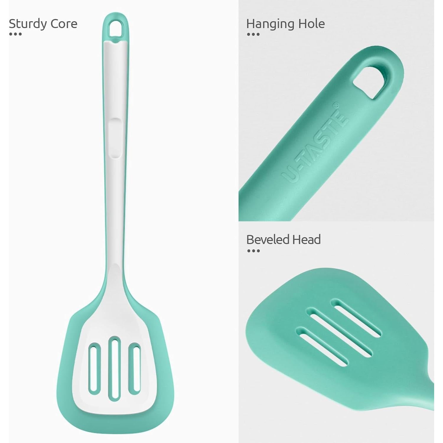 Espátula Ranurada de Silicona U-Taste 34.5cm Resistente al Calor