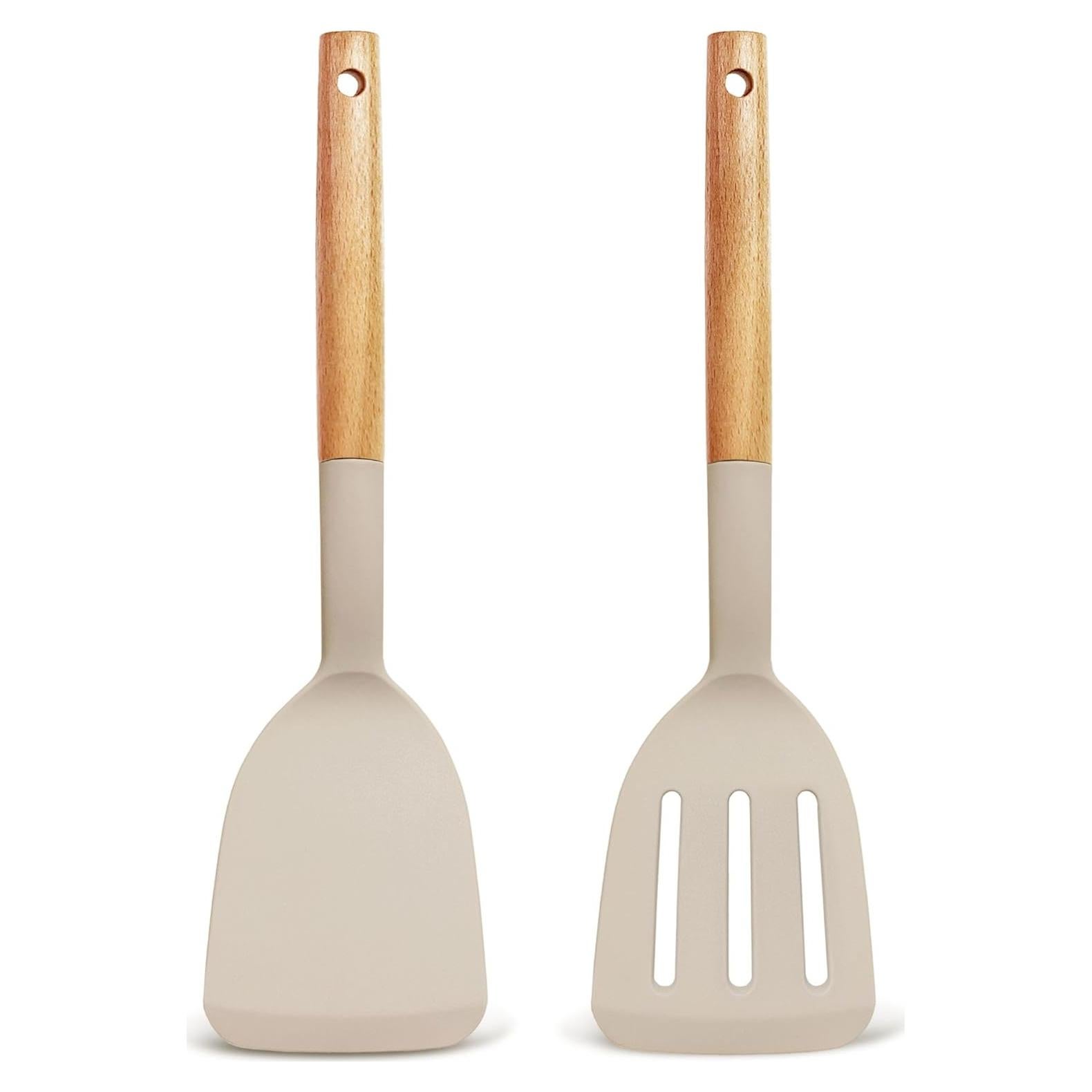 Juego de 2 Espátulas de Silicona BodiCal con Mango de Madera