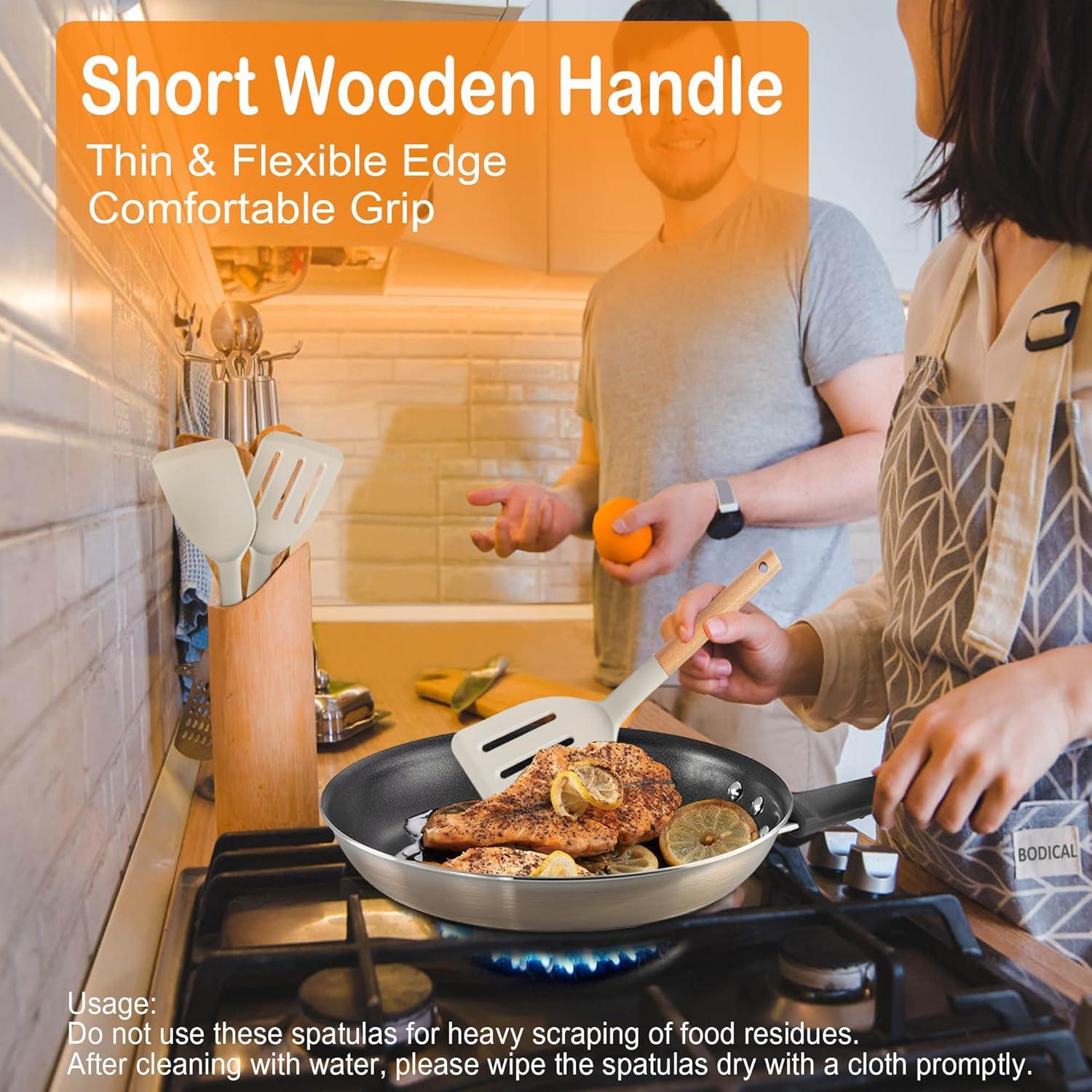 Juego de 2 Espátulas de Silicona BodiCal con Mango de Madera