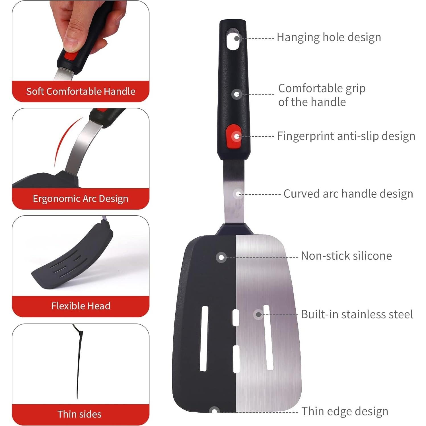 Juego de 3 Espátulas de Silicona Collfa Resistentes al Calor