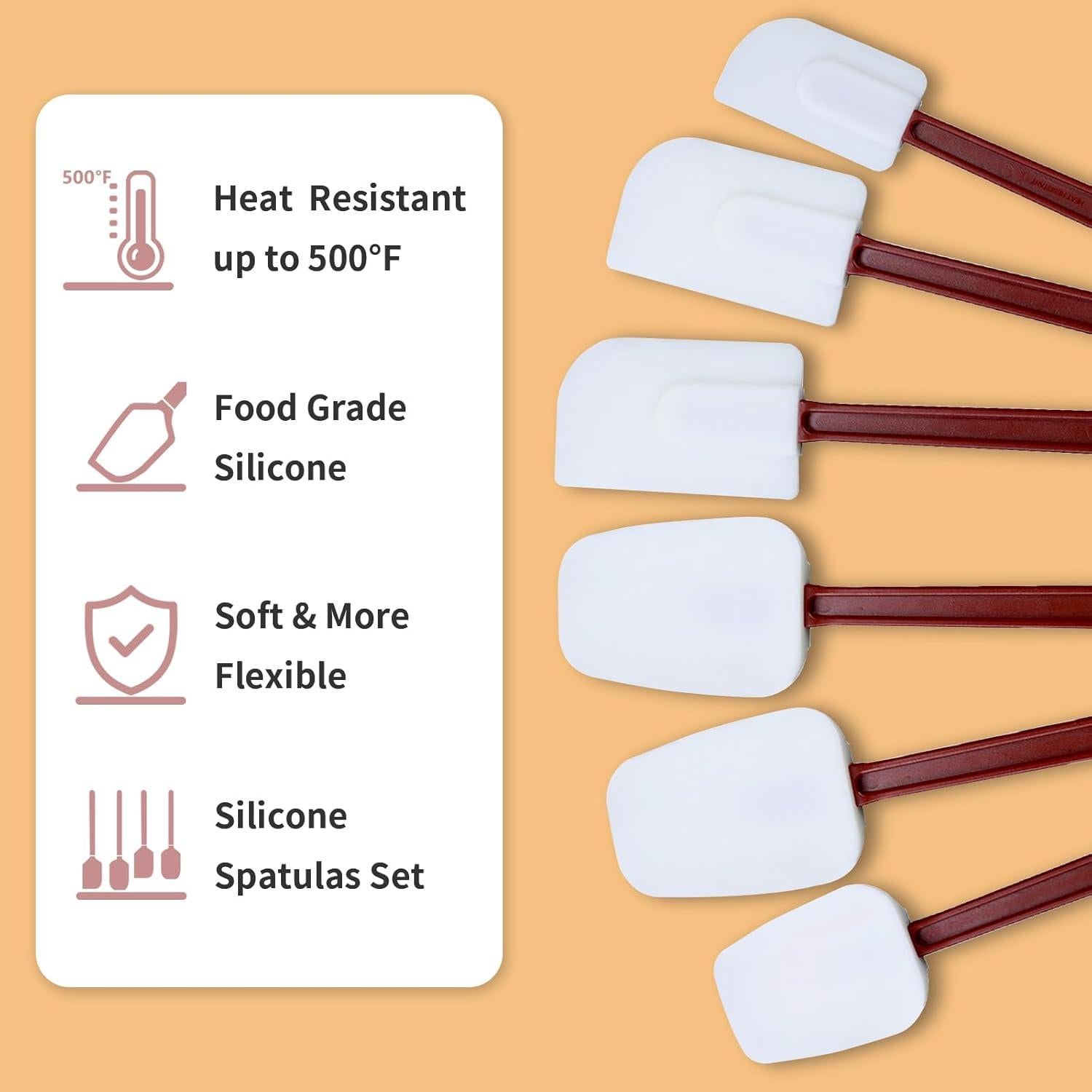 Juego de Espátulas de Silicona KSIFJRTO 41.9 cm Resistentes al Calor