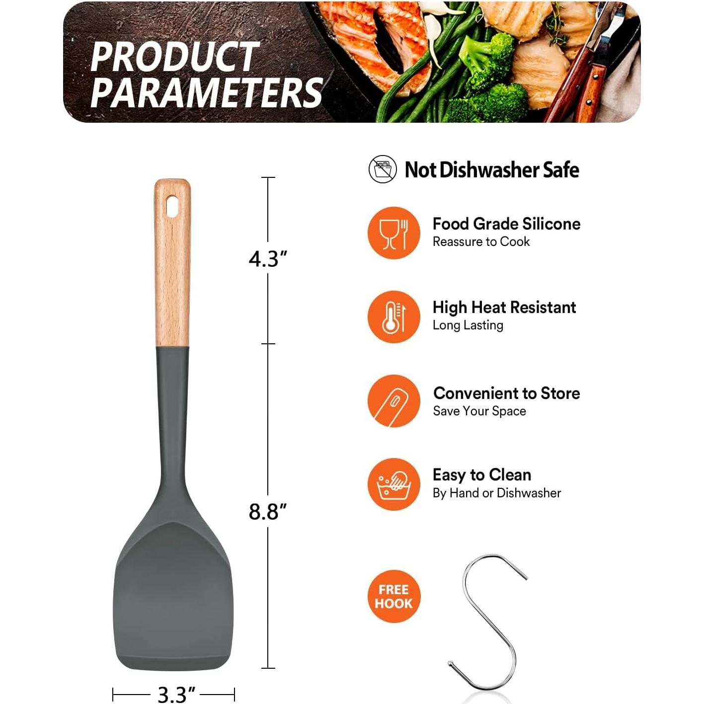 Espátula de Silicona Badiano 33.5 cm Antiadherente Gris