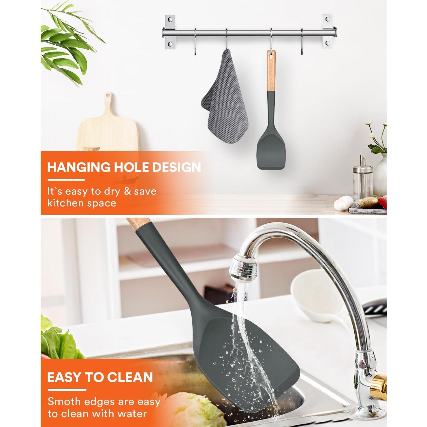 Espátula de Silicona Badiano 33.5 cm Antiadherente Gris