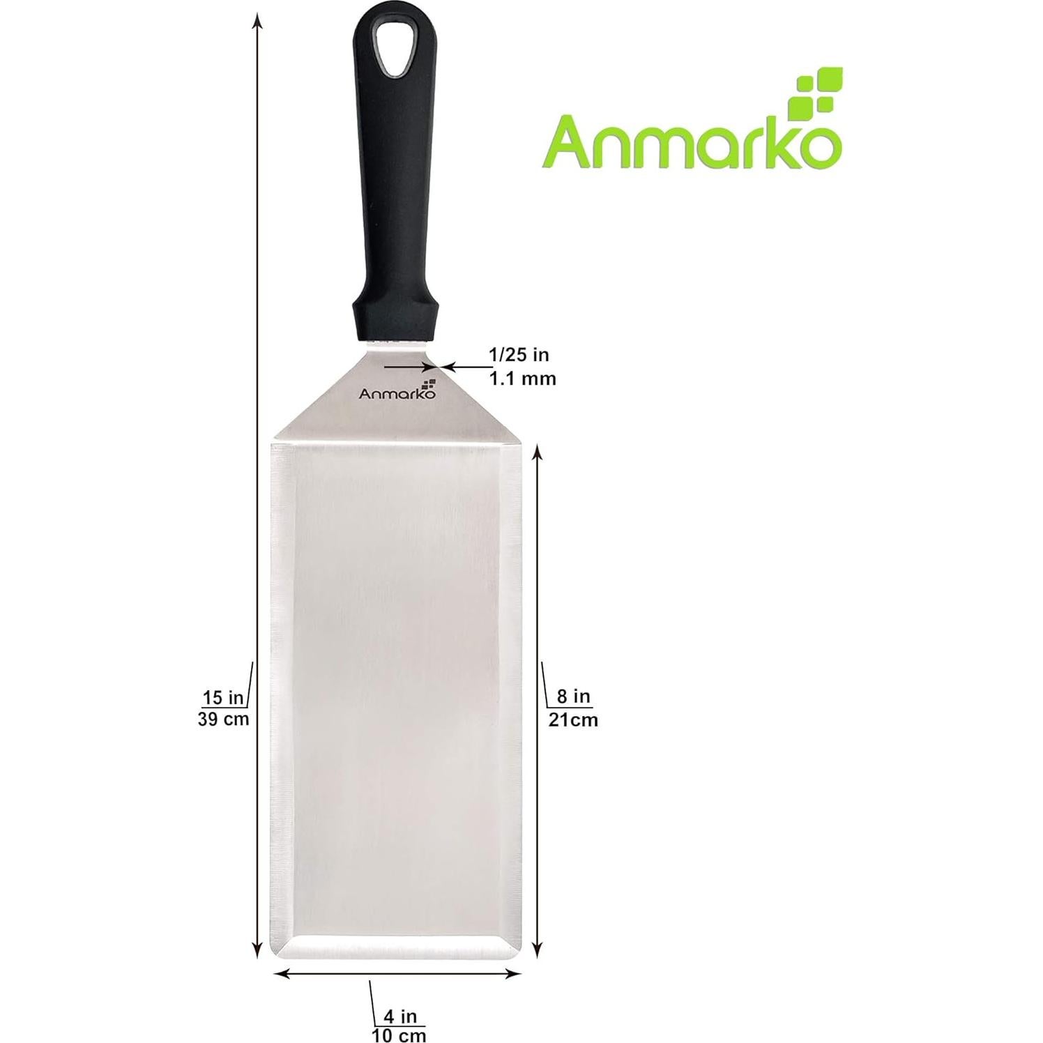 Espátula de Acero Inoxidable Anmarko 20x10 cm - Volteador y Raspador