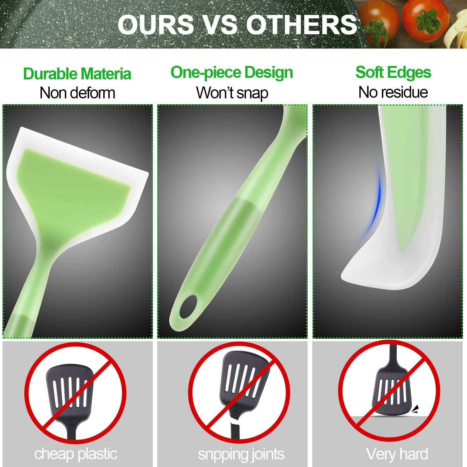 Espátula Ancha Giratoria Shappy de Silicona 26 cm - Verde/Naranja