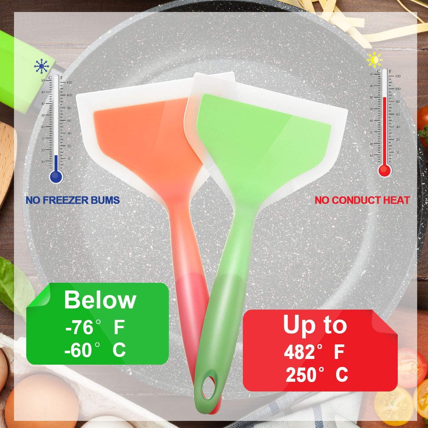 Espátula Ancha Giratoria Shappy de Silicona 26 cm - Verde/Naranja