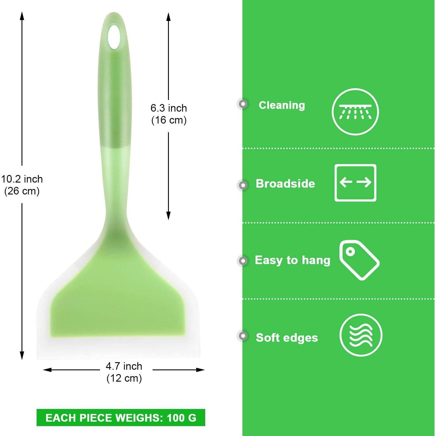 Espátula Ancha Giratoria Shappy de Silicona 26 cm - Verde/Naranja