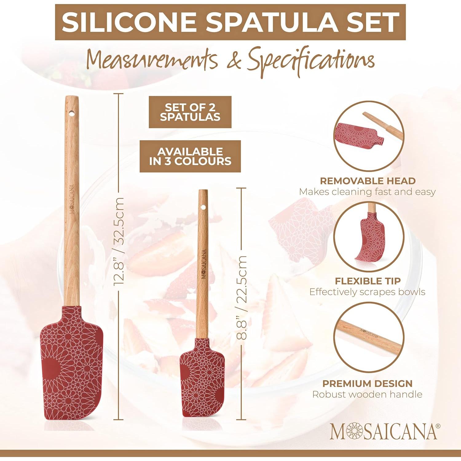 Juego de espátulas de silicona MOSAICANA con mango de madera