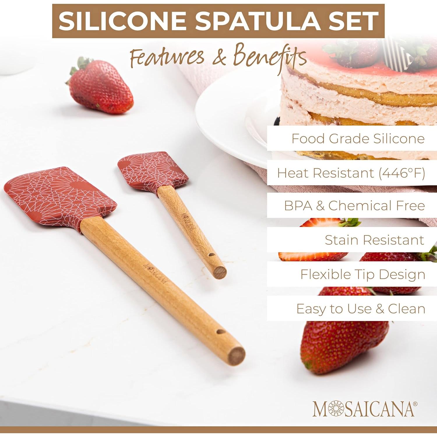 Juego de espátulas de silicona MOSAICANA con mango de madera