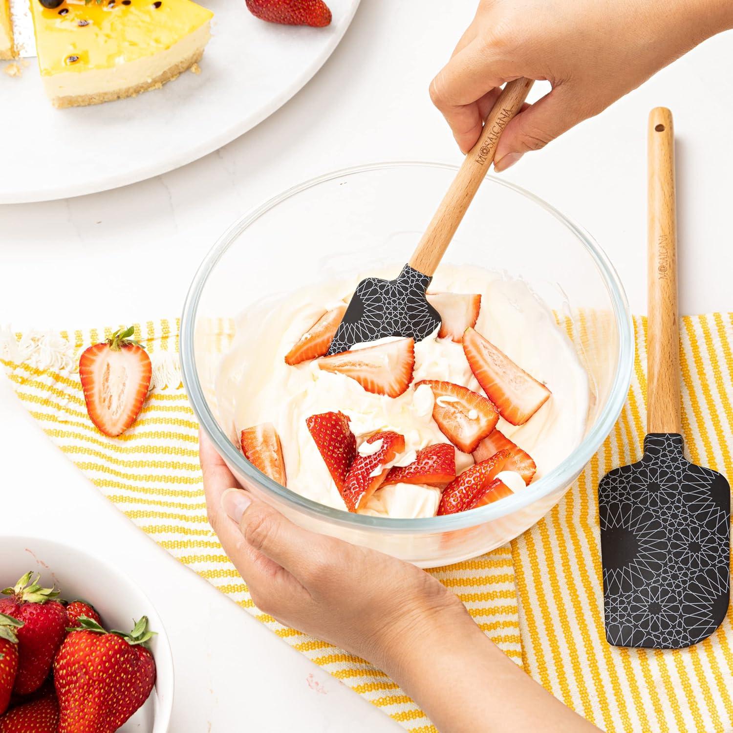 Juego de espátulas de silicona MOSAICANA con mango de madera