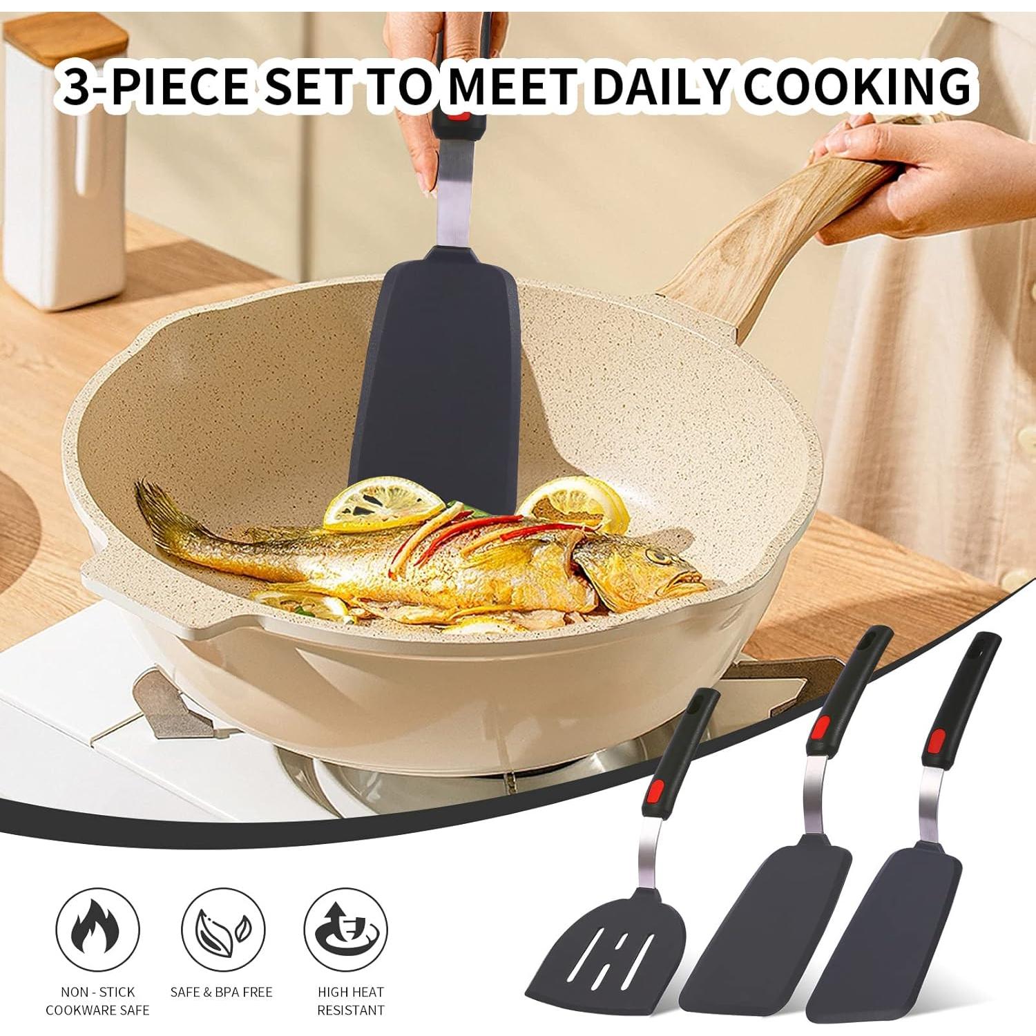 Juego de Espátulas de Silicona Hvanam 3 Piezas Resistentes al Calor