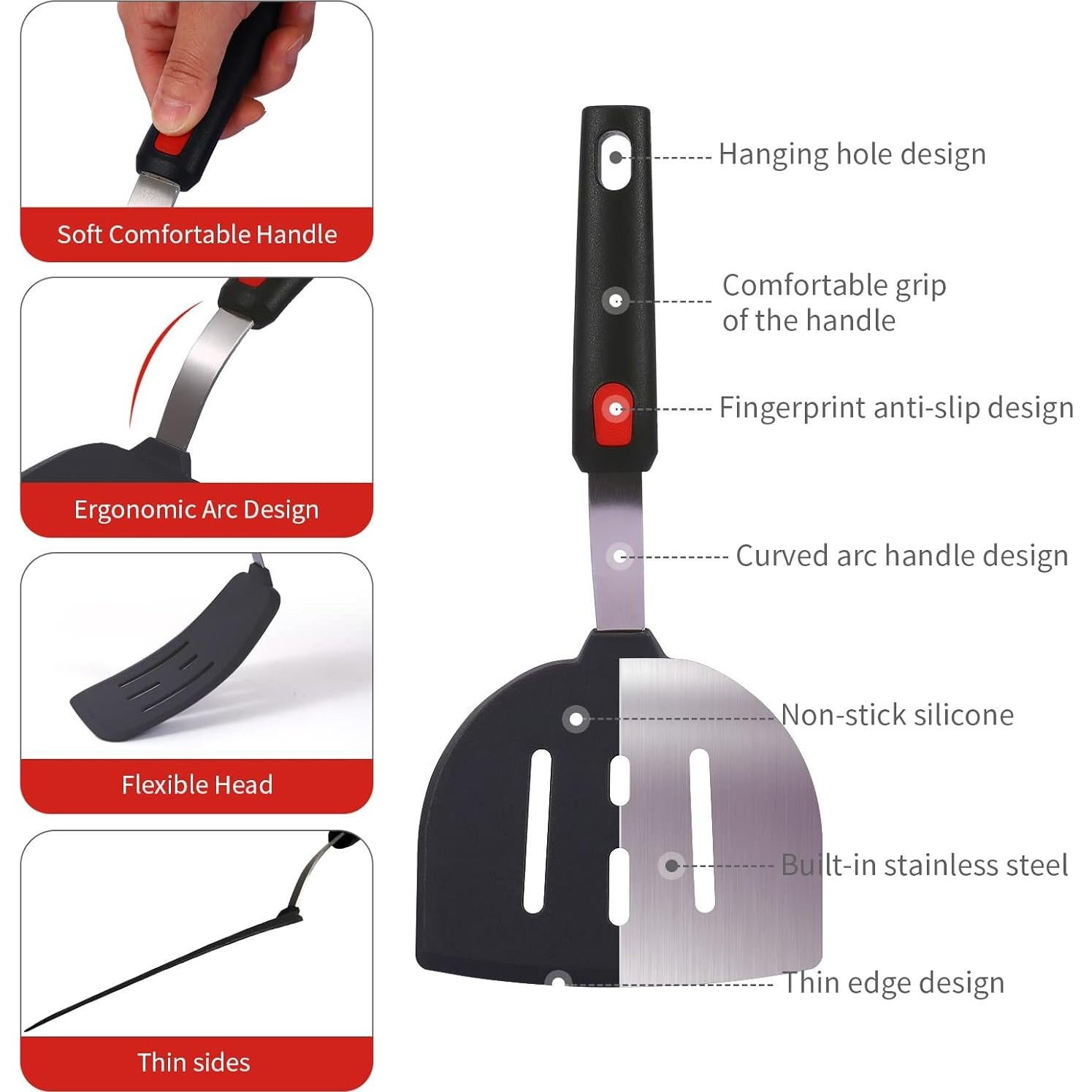 Juego de Espátulas de Silicona Hvanam 3 Piezas Resistentes al Calor