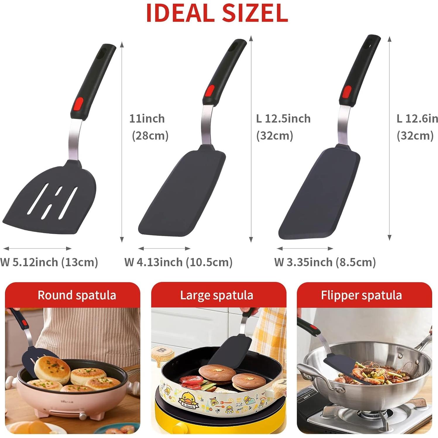 Juego de Espátulas de Silicona Hvanam 3 Piezas Resistentes al Calor