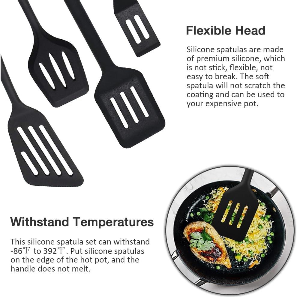 Juego de Espátulas de Silicona Pharamat - 4 Piezas, 20.3 a 34.5 cm