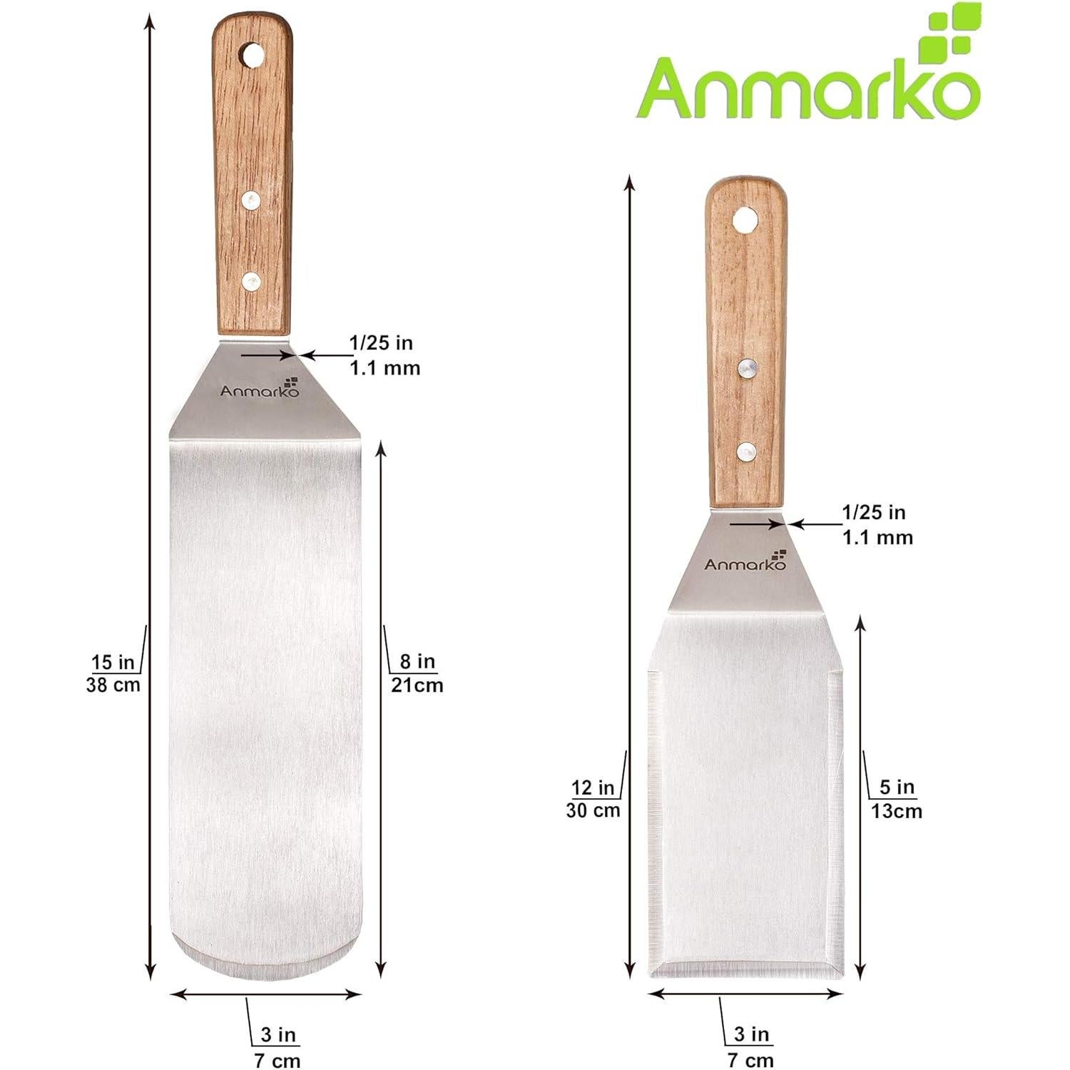 Juego de Espátulas de Acero Inoxidable Anmarko - 2 Piezas