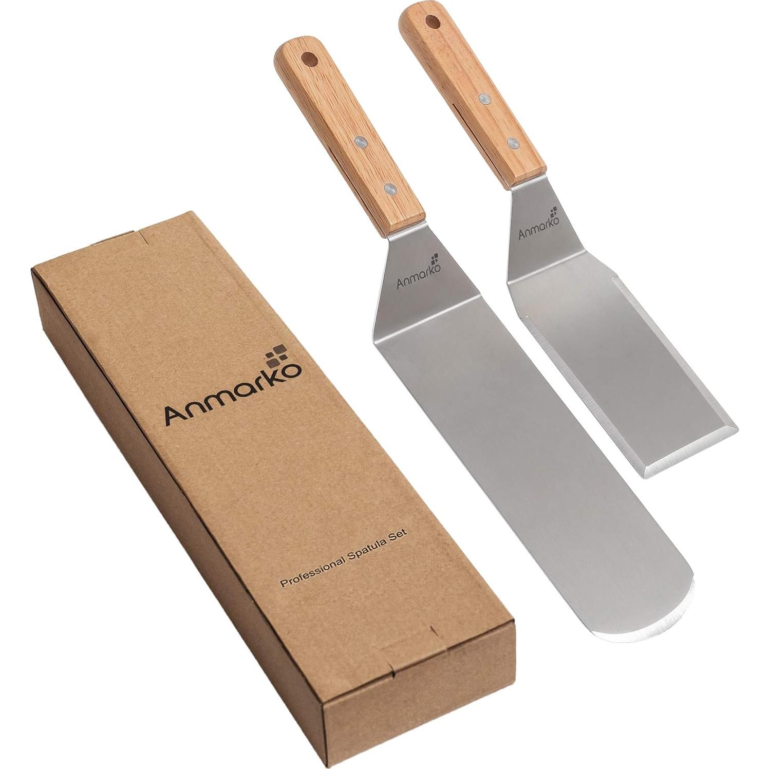 Juego de Espátulas de Acero Inoxidable Anmarko - 2 Piezas