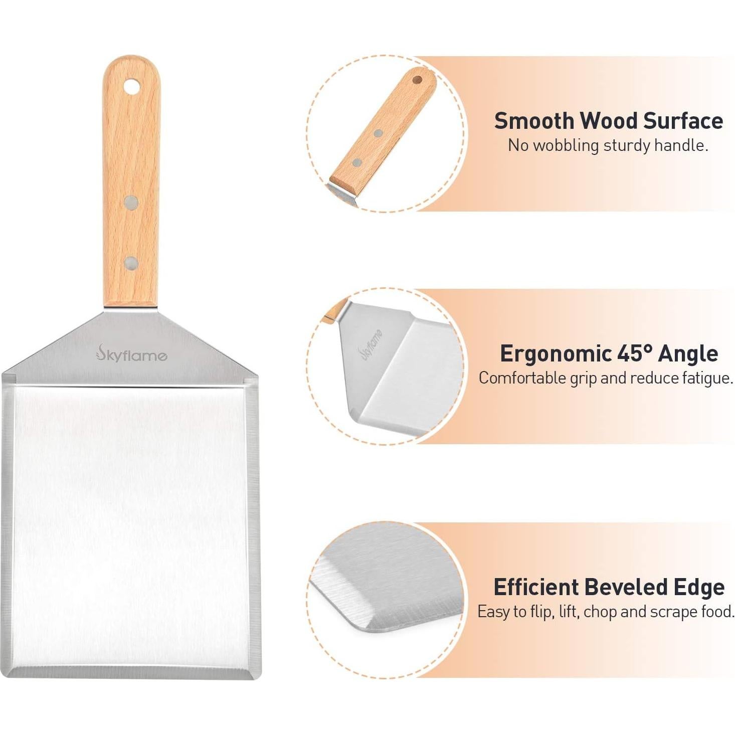 Espátula de Acero Inoxidable Skyflame 15x12.7cm para BBQ