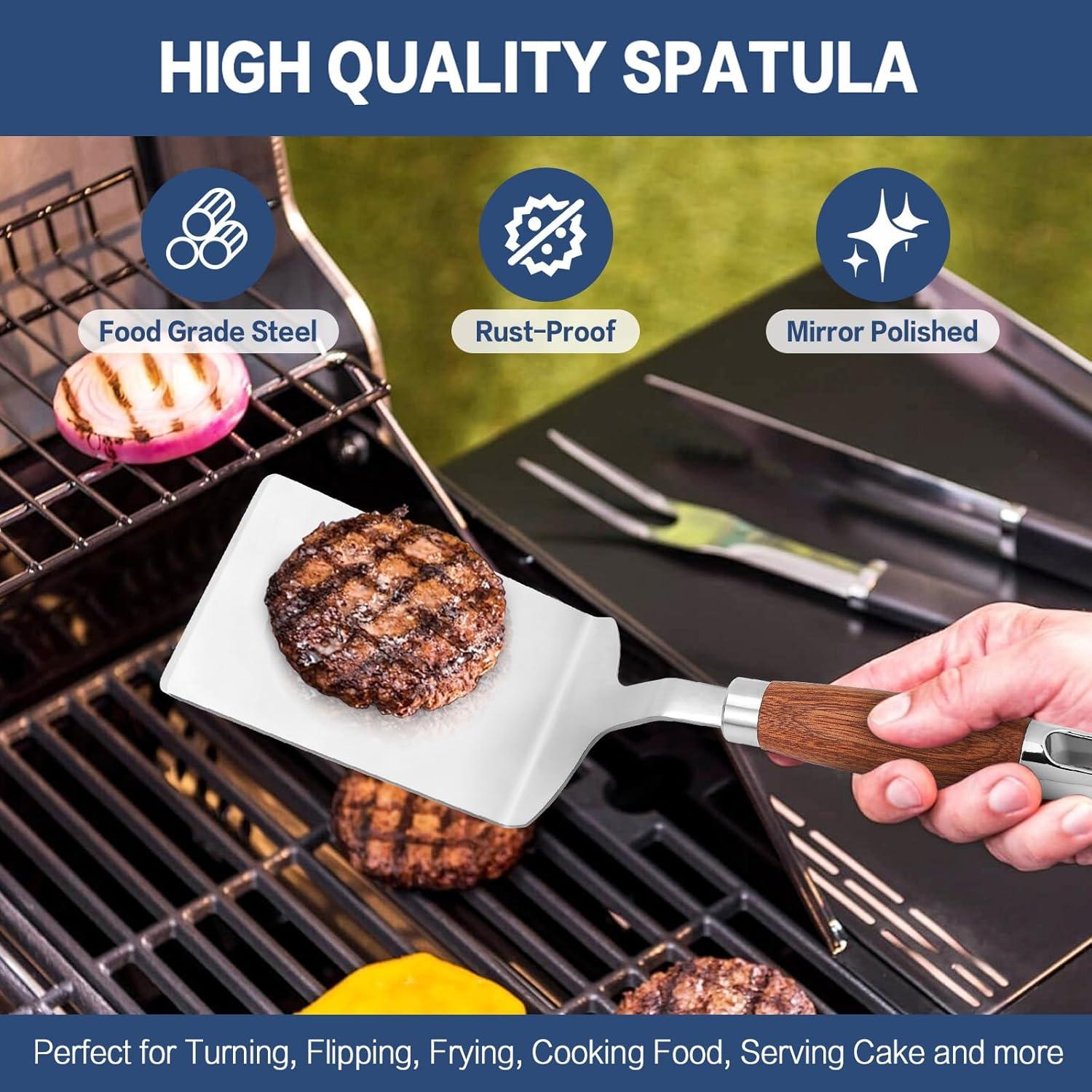 Espátula de Acero Inoxidable Vayvnt con Mango de Madera 28.8cm