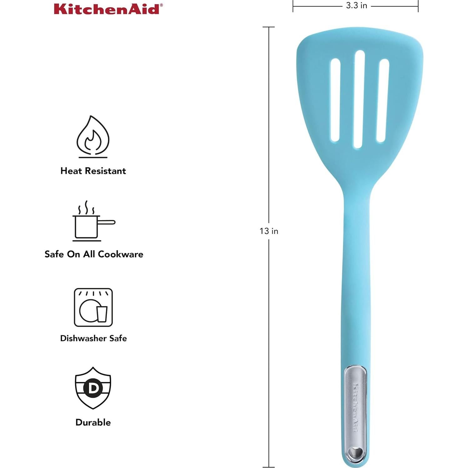 Espátula Ranurada de Silicona KitchenAid Aqua 34.3 cm