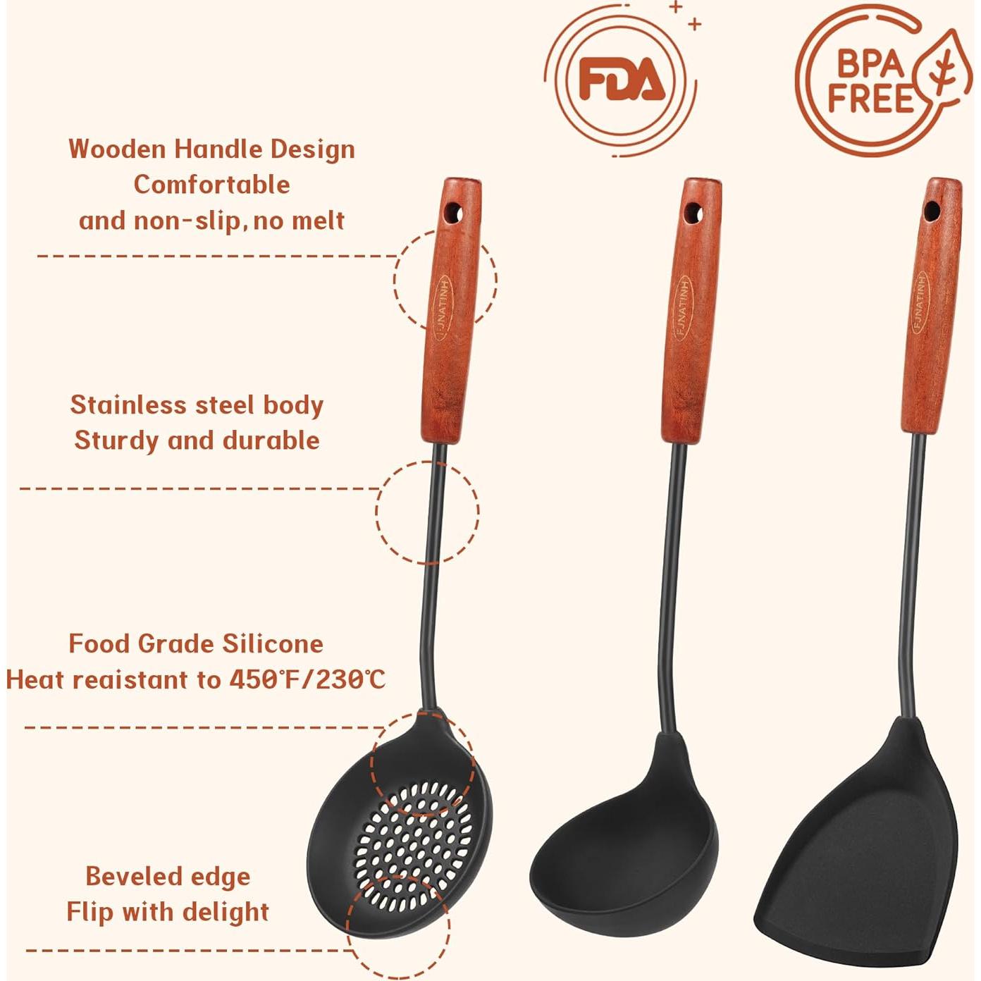 Juego de Utensilios de Cocina FJNATINH Silicona 3 Piezas