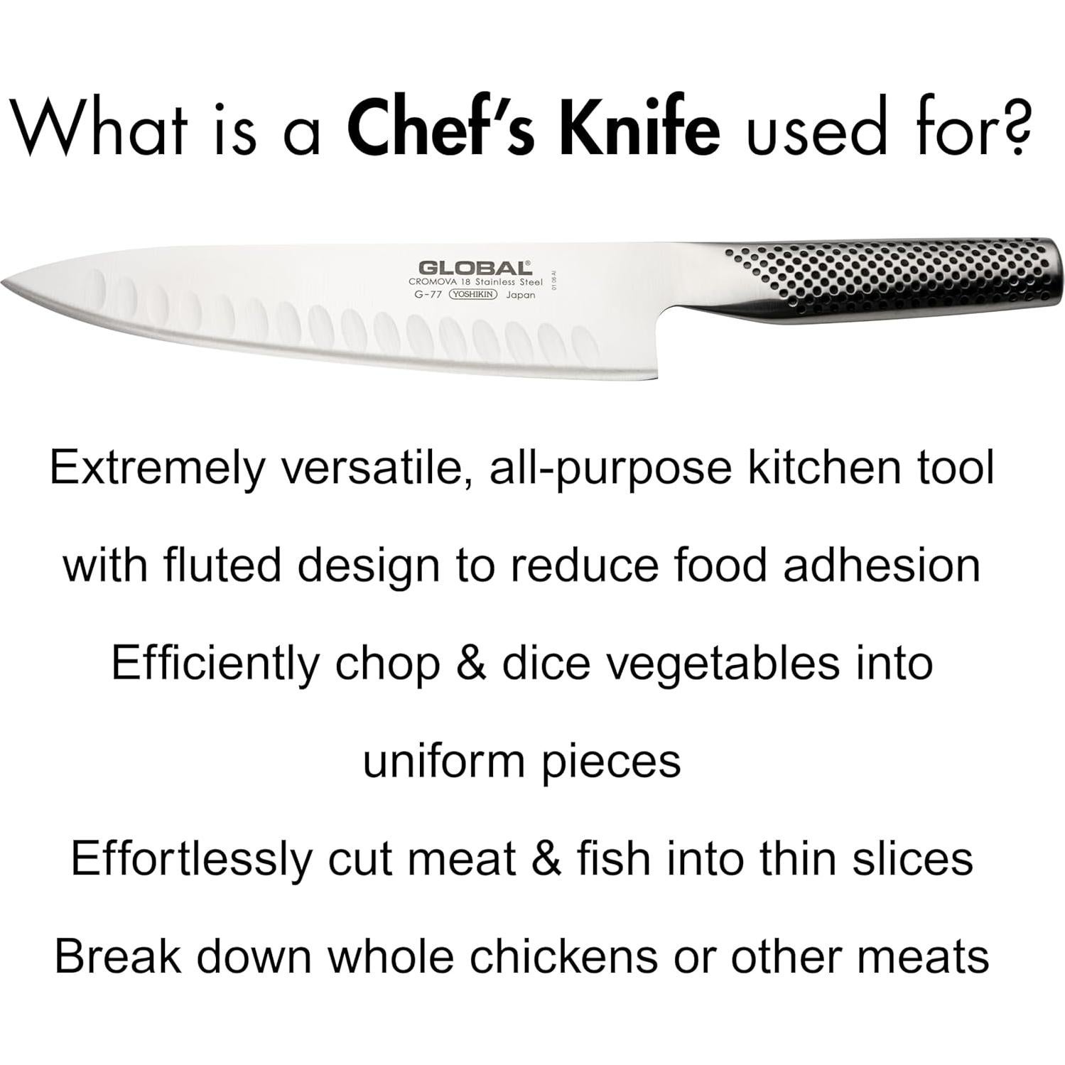 Cuchillo de Chef Global G-77 20.32 cm Acero Inoxidable Japonés