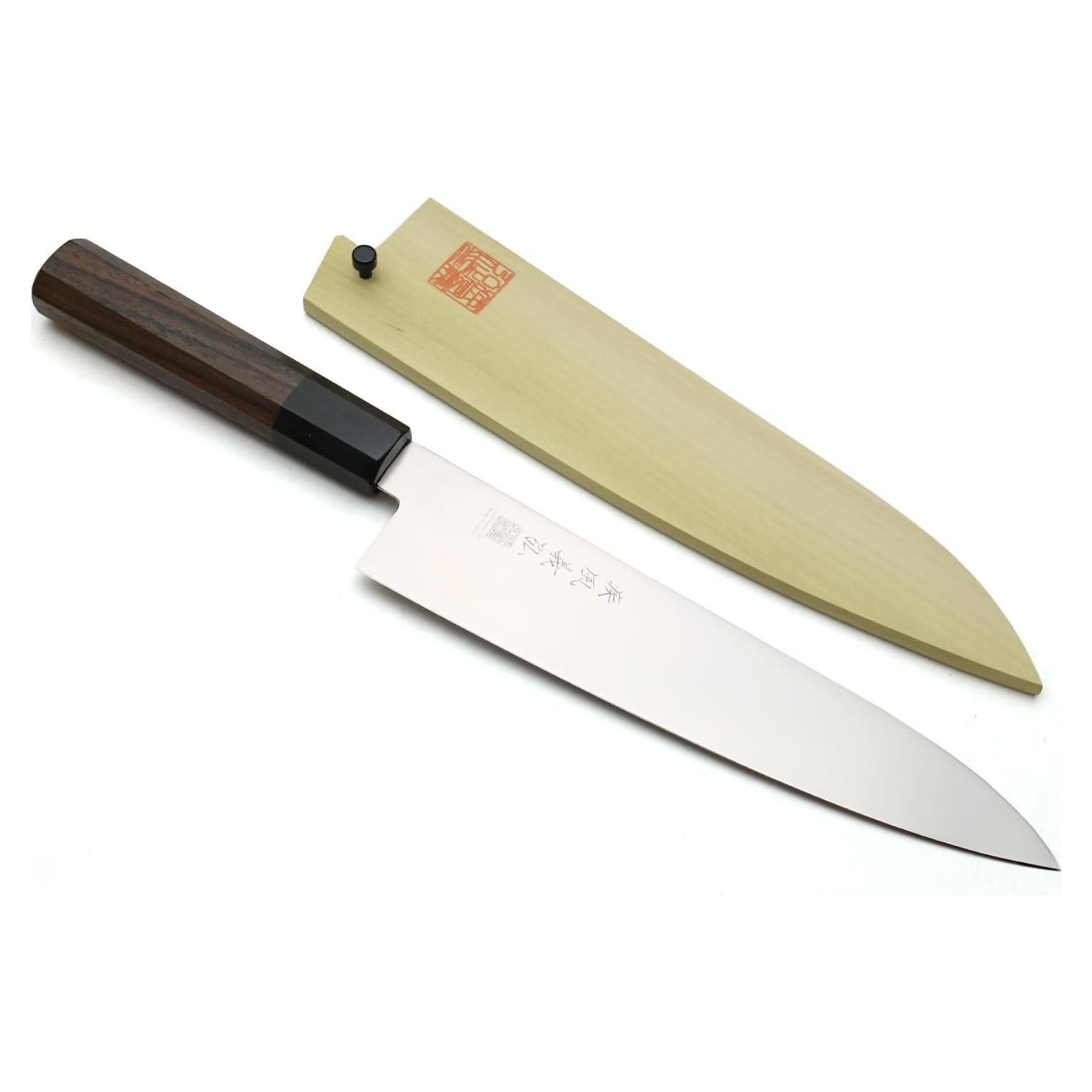 Cuchillo Chef Japonés Gyuto Yoshihiro AUS10 210mm Mango Madera Rosa