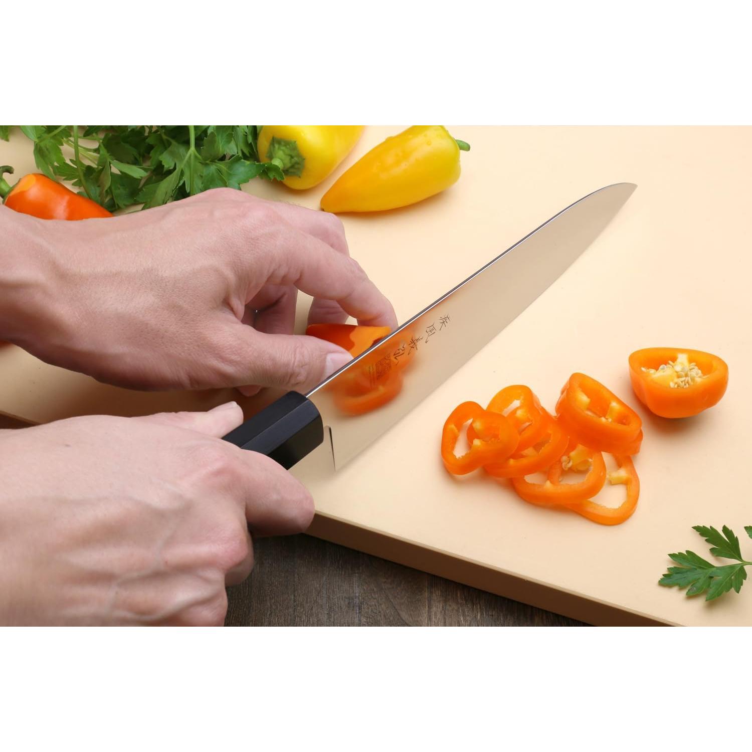 Cuchillo Chef Japonés Gyuto Yoshihiro AUS10 210mm Mango Madera Rosa