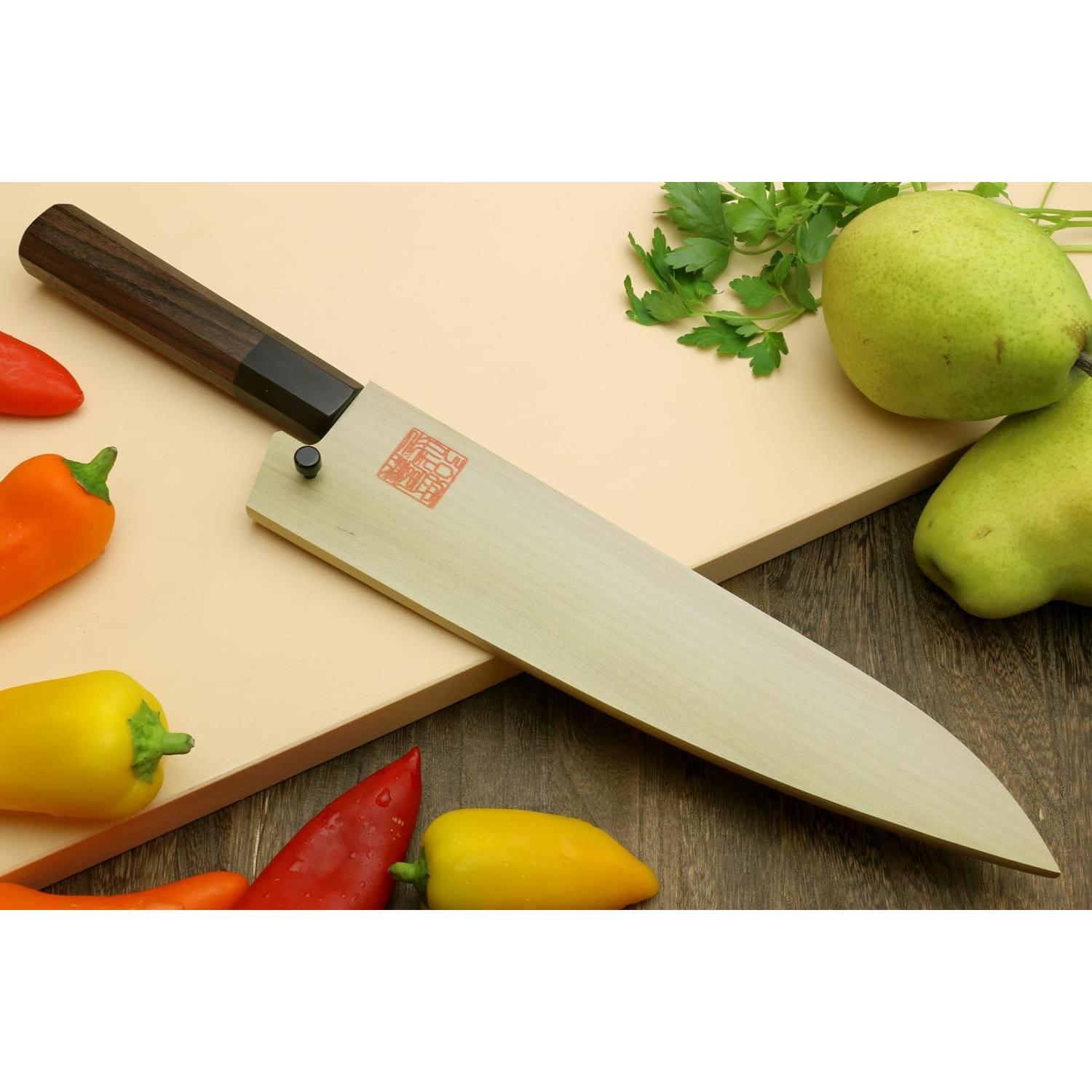 Cuchillo Chef Japonés Gyuto Yoshihiro AUS10 210mm Mango Madera Rosa