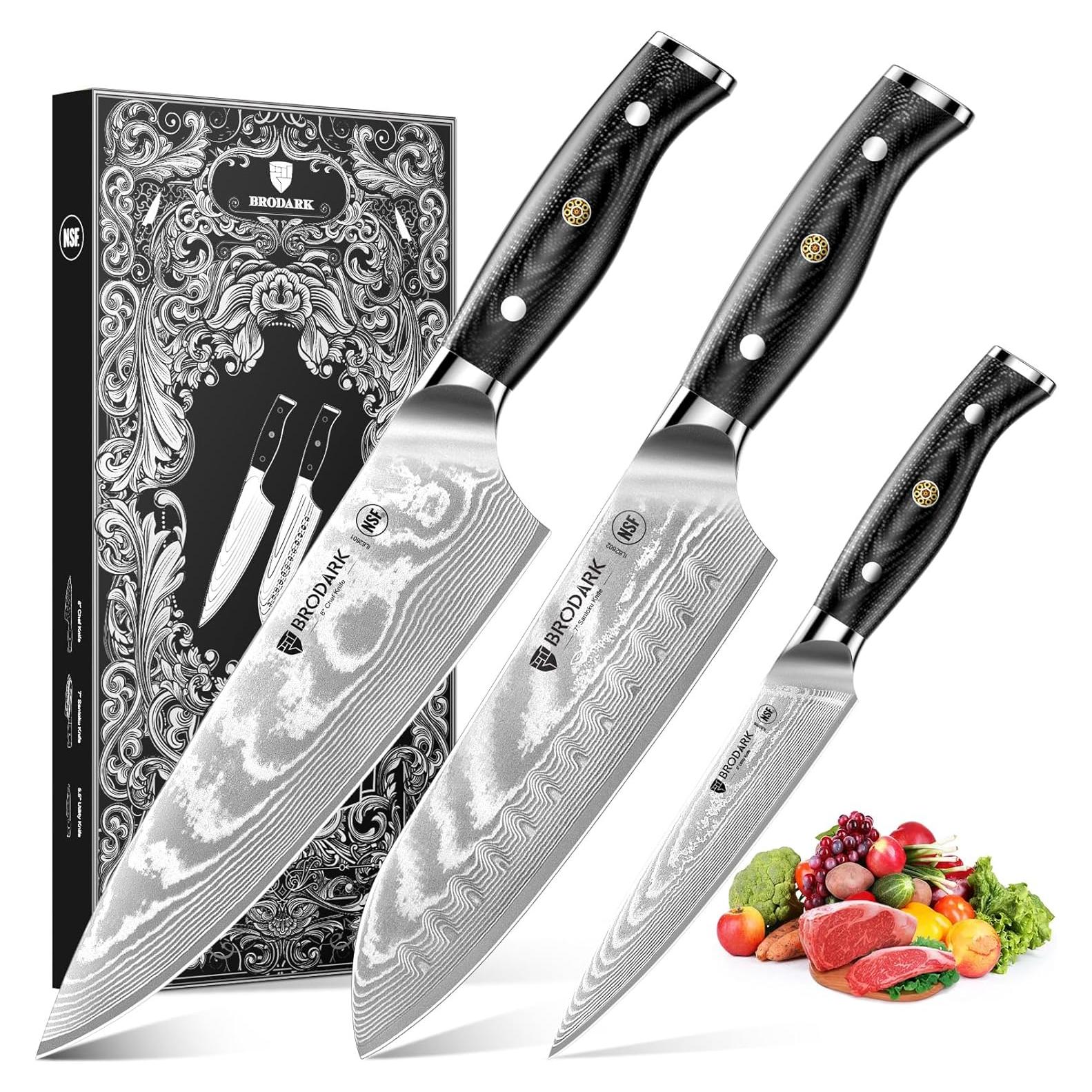 Juego de cuchillos de cocina Damasco BRODARK 3 PCS VG10