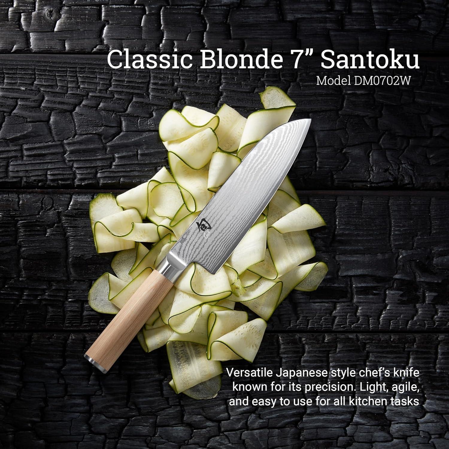 Cuchillo Santoku Shun Classic Blonde 17.78 cm VG-MAX Pakkawood