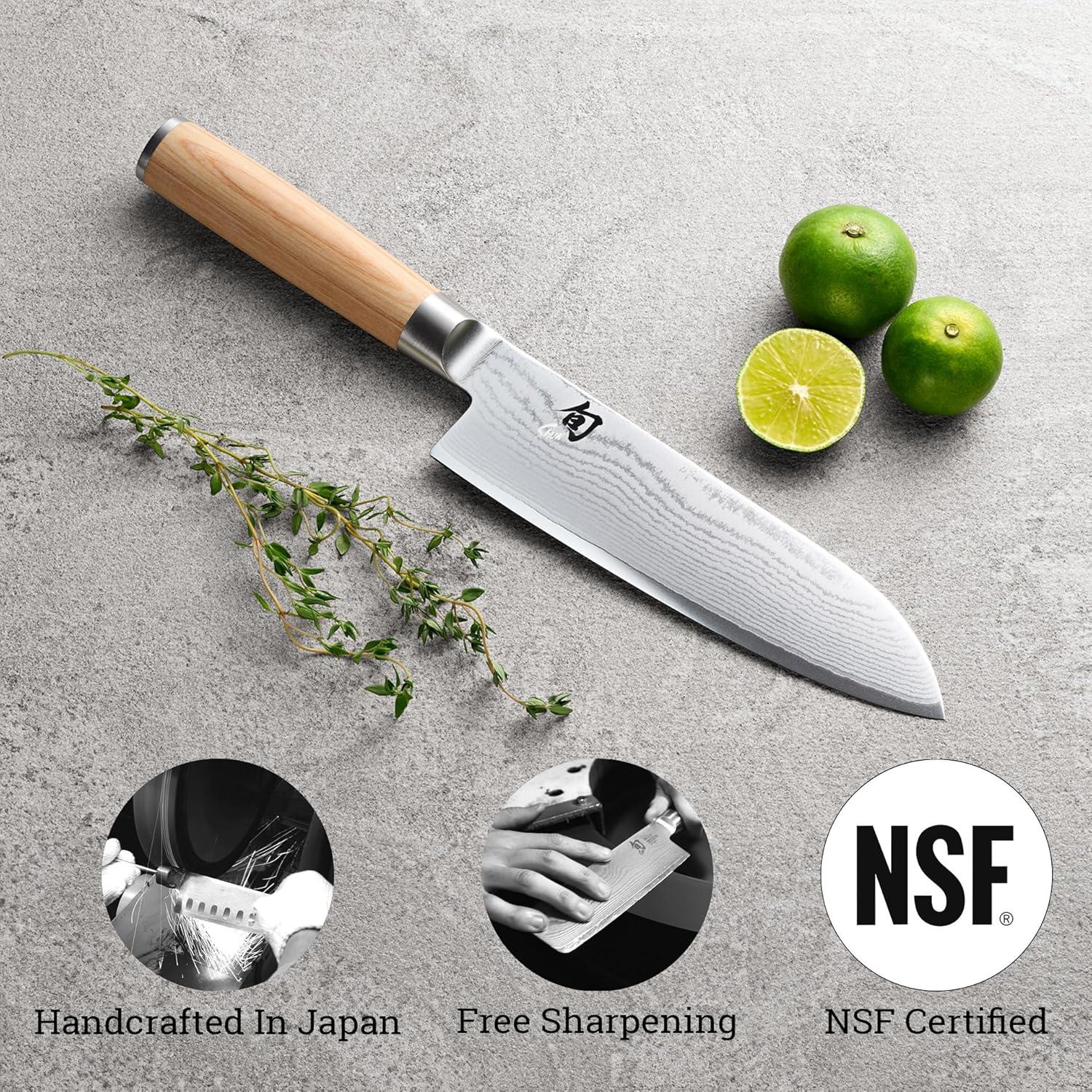 Cuchillo Santoku Shun Classic Blonde 17.78 cm VG-MAX Pakkawood