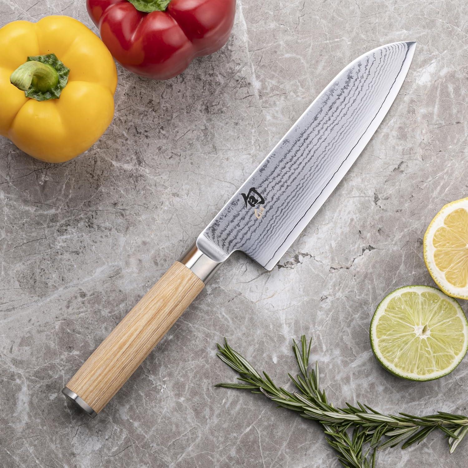 Cuchillo Santoku Shun Classic Blonde 17.78 cm VG-MAX Pakkawood