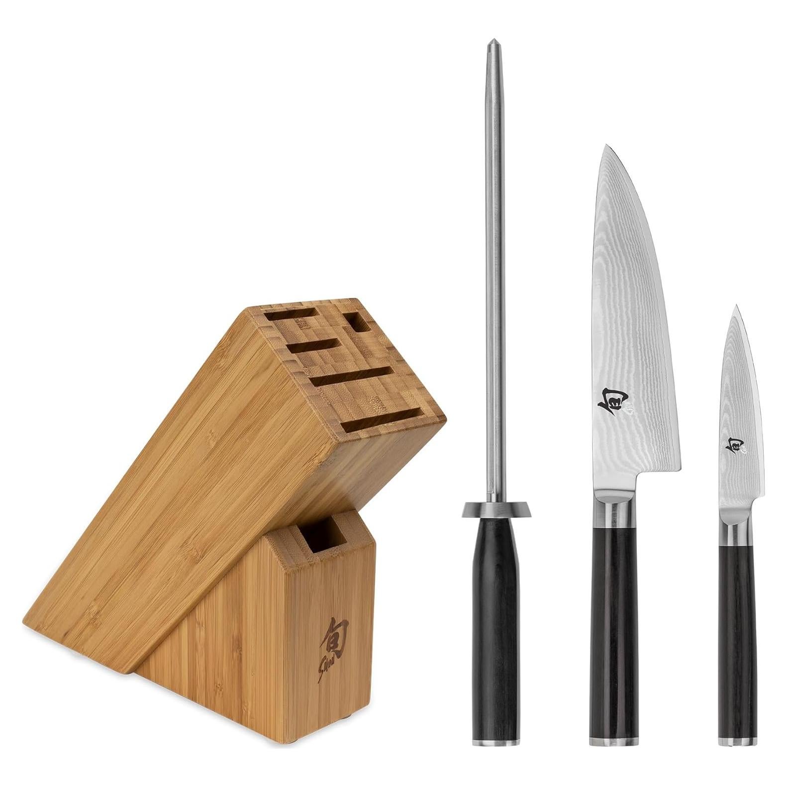 Conjunto de Cuchillos Shun Classic 4 Piezas con Bloque de Bambú