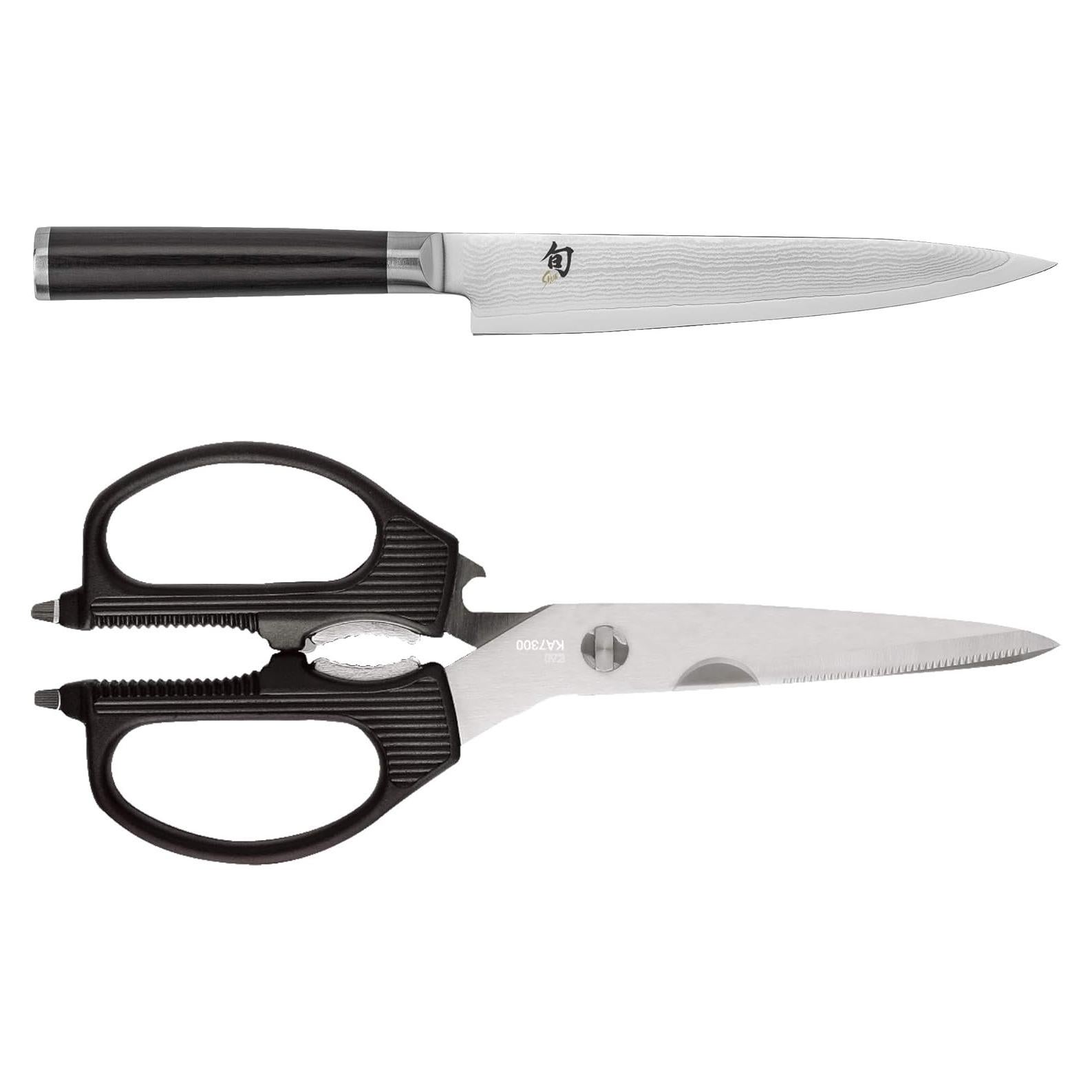 Cuchillo Utilitario Shun 15 cm y Tijeras Multiusos Kai