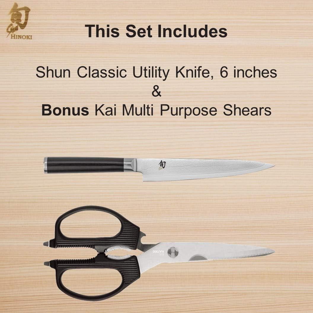 Cuchillo Utilitario Shun 15 cm y Tijeras Multiusos Kai