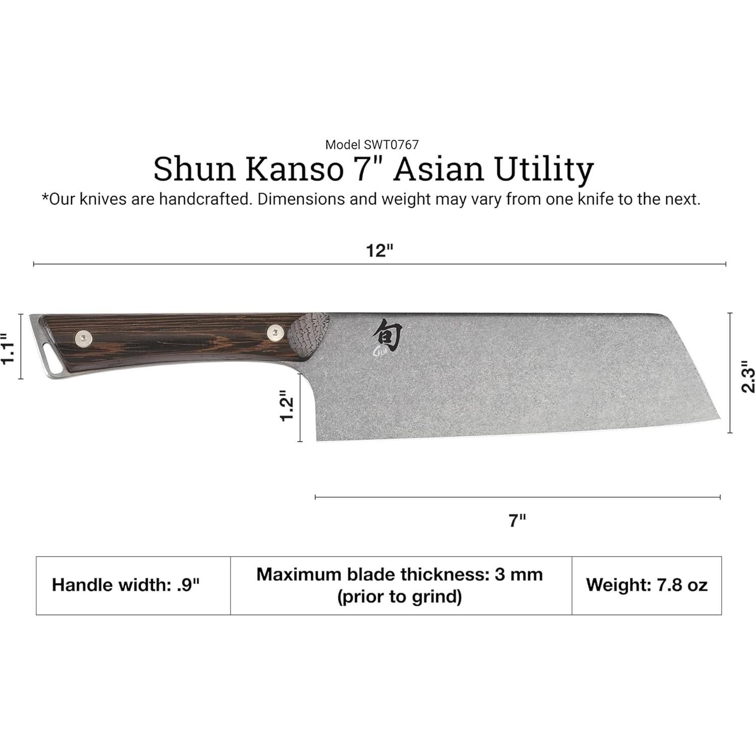 Cuchillo Utilitario Asiático Shun Kanso 17.8 cm Acero Inoxidable
