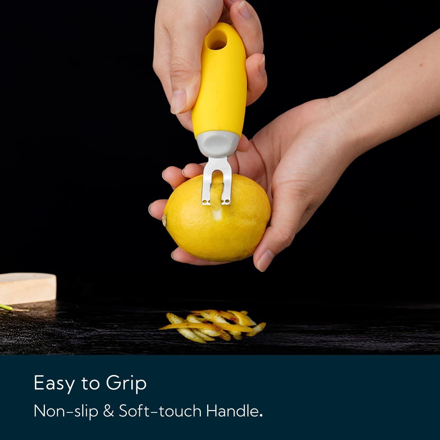 KITCHENDAO Pelador y Rallador de Limón 2 en 1 Acero Inoxidable