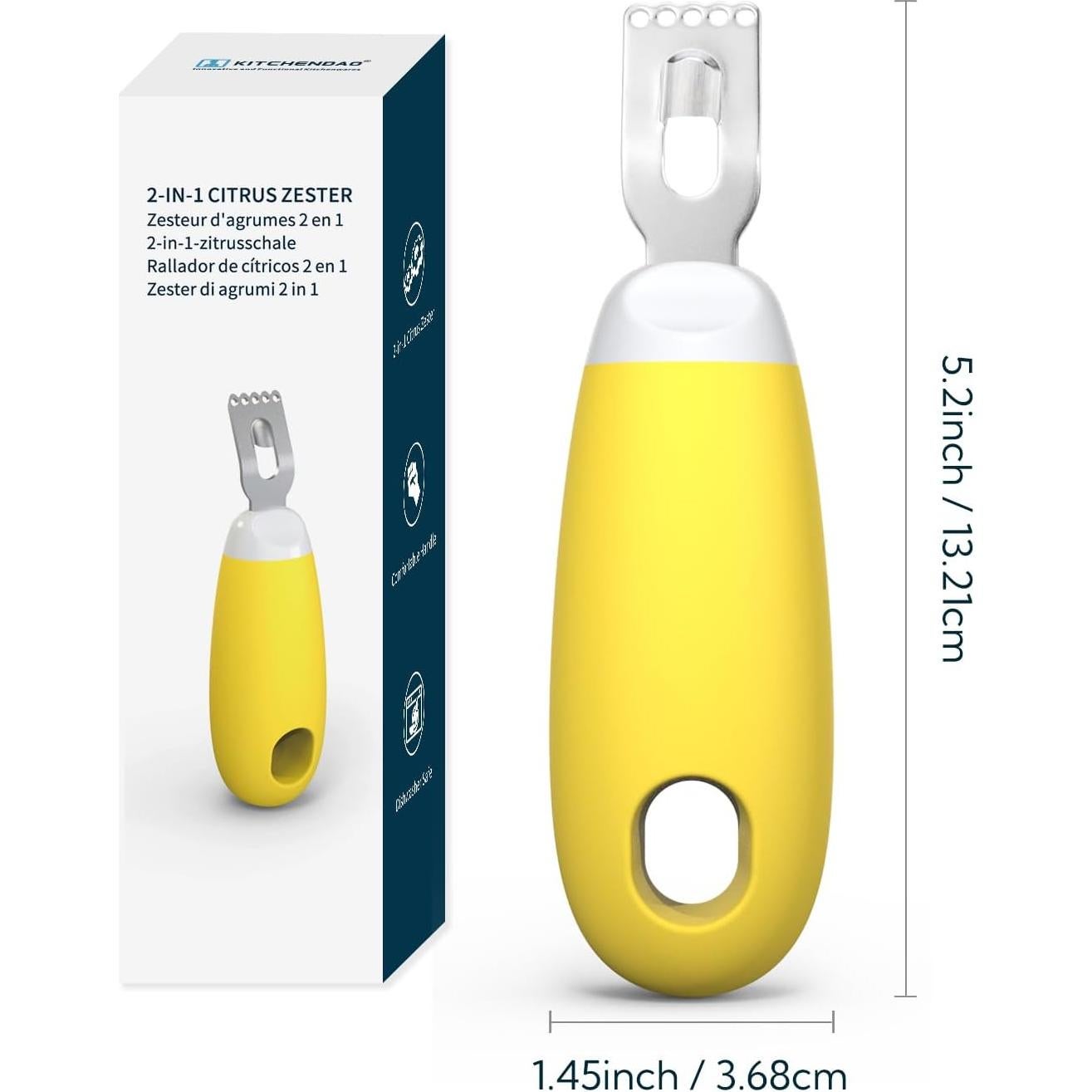 KITCHENDAO Pelador y Rallador de Limón 2 en 1 Acero Inoxidable