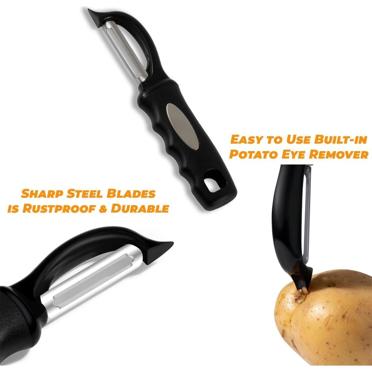 Pelador de Verduras Giratorio Genérico - Acero Inoxidable Negro