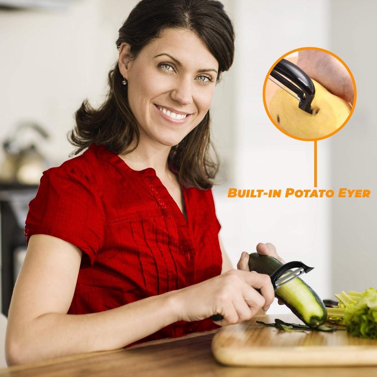 Pelador de Verduras Giratorio Genérico - Acero Inoxidable Negro