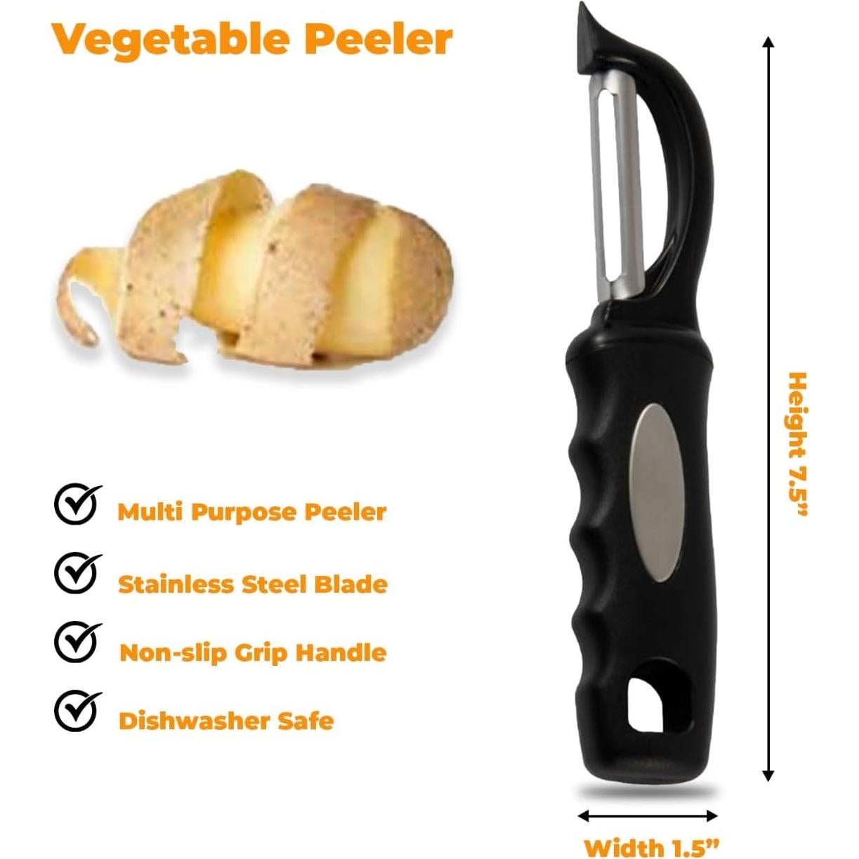 Pelador de Verduras Giratorio Genérico - Acero Inoxidable Negro