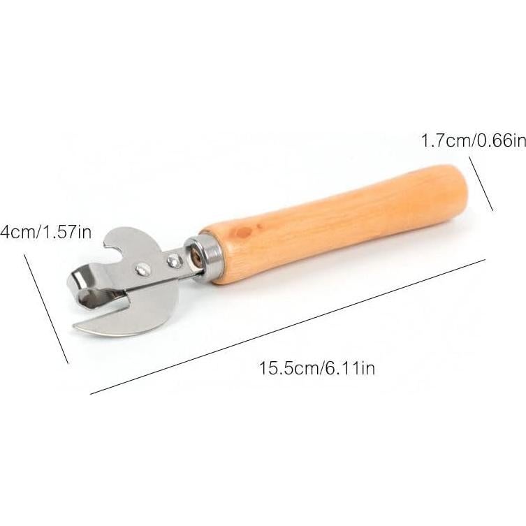 Abre Latas Manual FANTIA de Acero Inoxidable con Mango de Madera