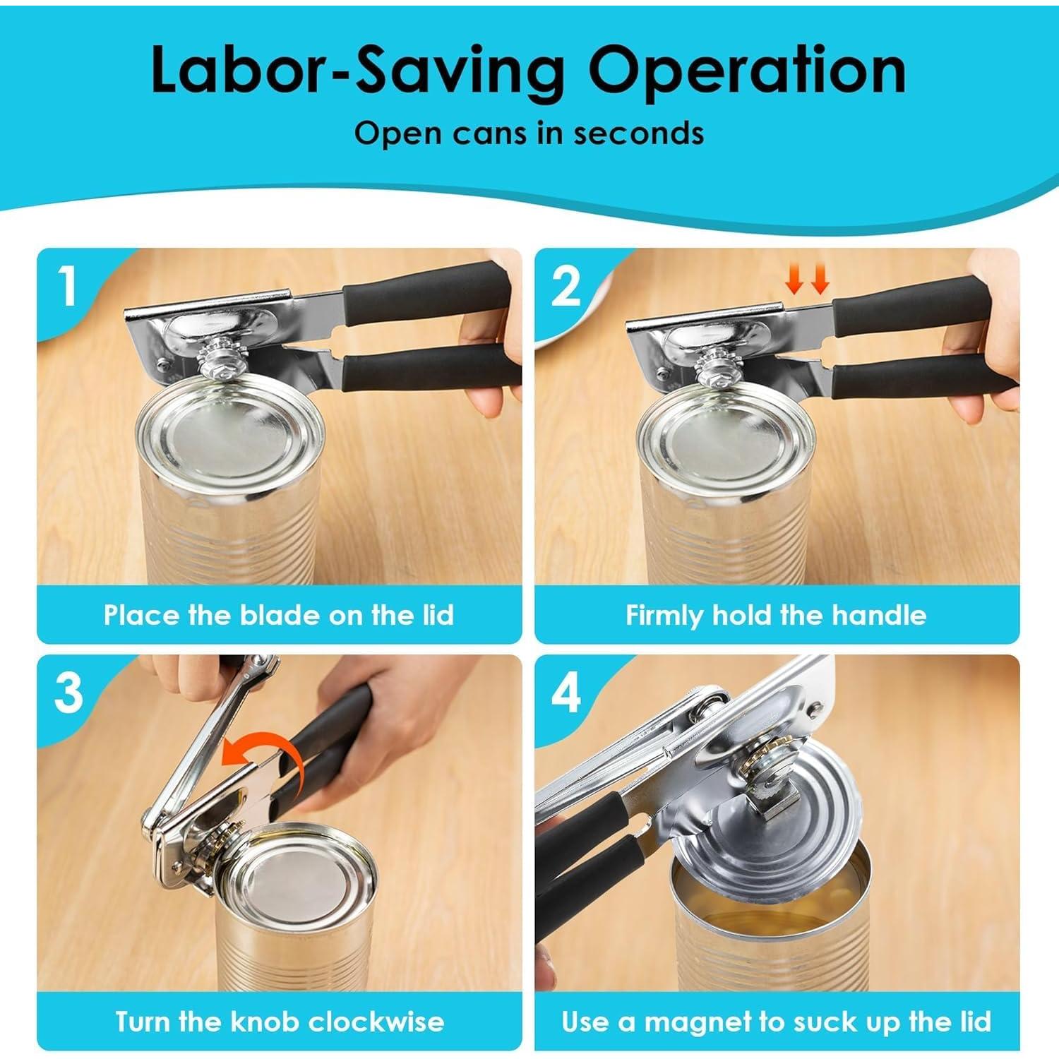 Abridor de Latas Manual LUFMWCWD con Mango Ergonómico Negro