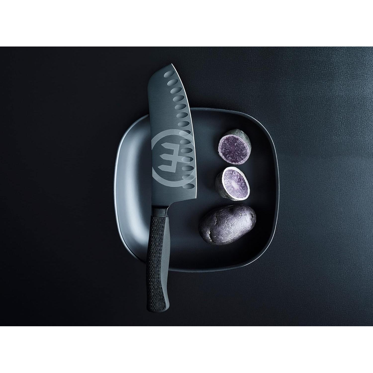 Cuchillo Wüsthof Rotoku Performer 17.8 cm Bisel Hueco Negro